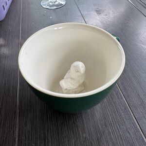 Green and White Ceramic Owl Creatures Mug